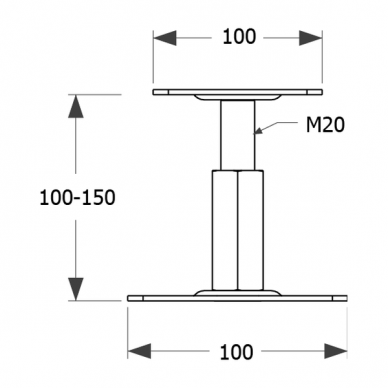 Reguliuojamas laikiklis 100x100x100-150 mm M20