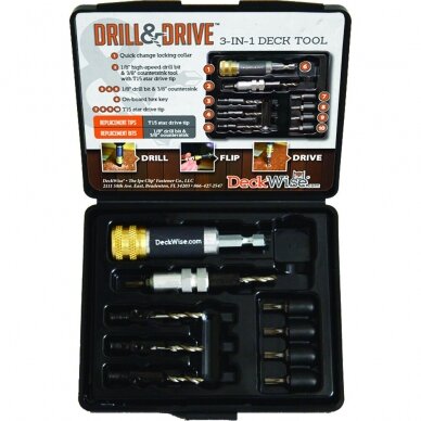 Drill and Drive™ grąžtų (įgilintojų) ir galvučių rinkinys.